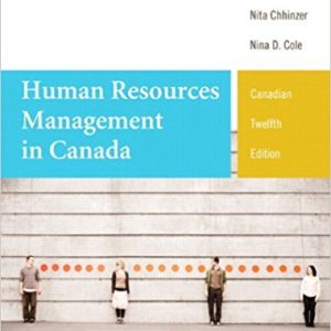 HUMAN RESOURCES MANAGEMENT IN CANADA CANADIAN 12TH EDITION BY COLE - TEST BANK