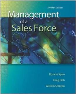 Management of a Sales Force 12th Edition By Rosan Spiro - Test Bank