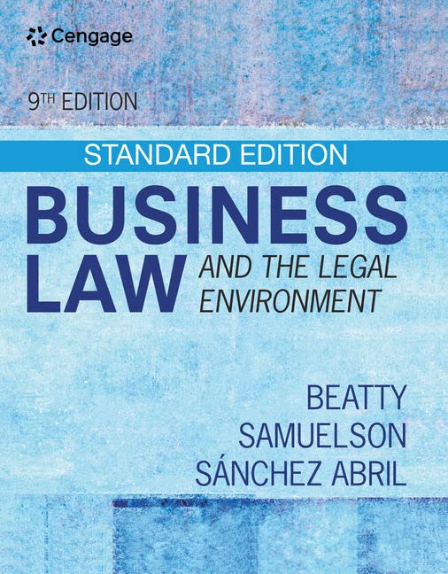Solution Manual For Business Law and the Legal Environment Standard Edition 9th Edition