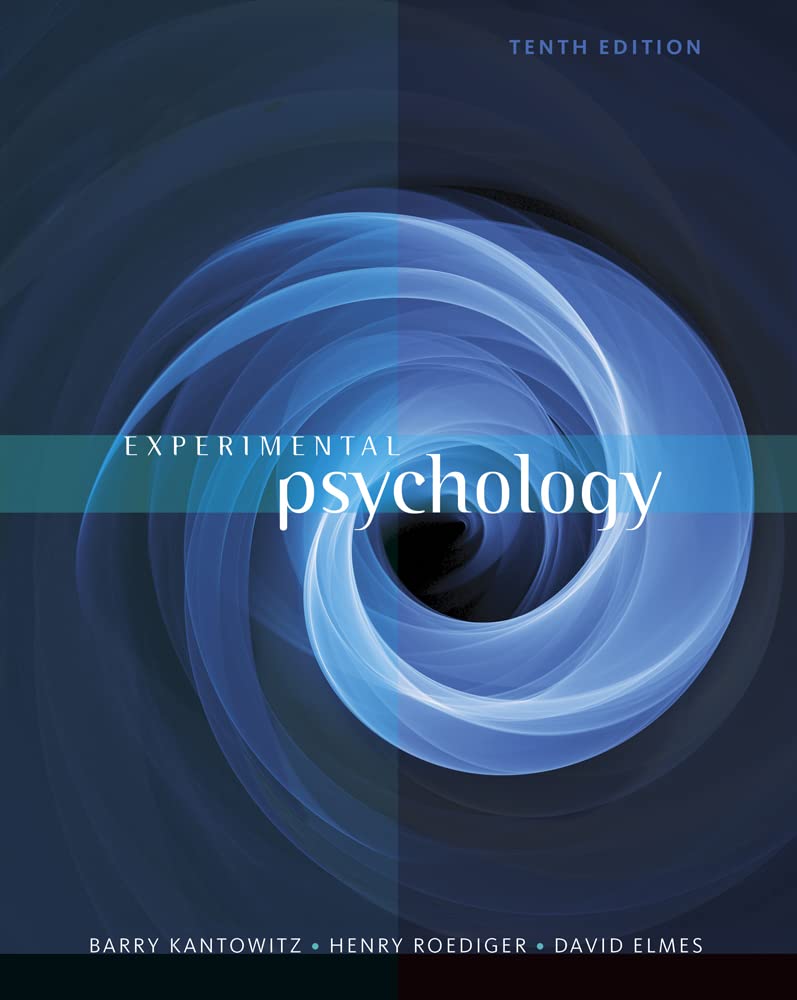 Test Bank For Experimental Psychology 10th Edition by Barry H. Kantowitz